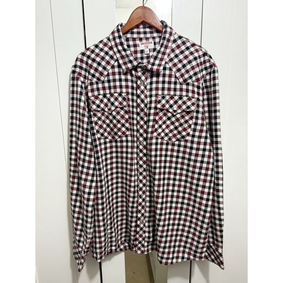 True Religion Black Red Plaid Flannel Pearl Snap Western Shirt Top Mens Size XXL - Picture 1 of 14